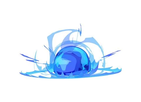 Magic explosion, bomb boom game effect, vector blue fire ball blast with rising Stock Illustration