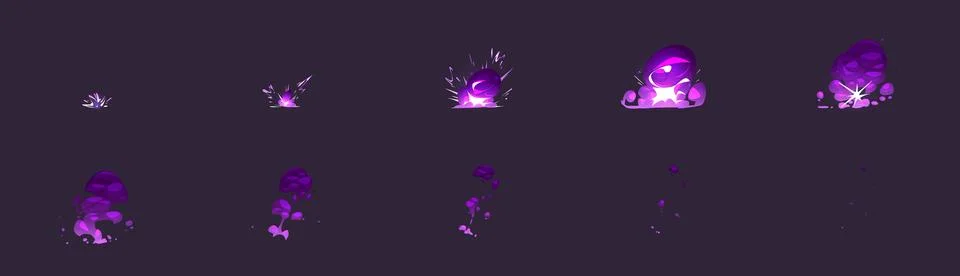 Magic explosion with flash and steam sprite sheet Stock Illustration