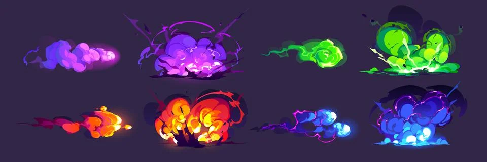 Magic explosion, game bomb boom effect, detonation Stock Illustration