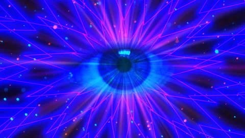 Magic eye between stars and abstract twirling pattern with intense glow Stock Footage 248383005