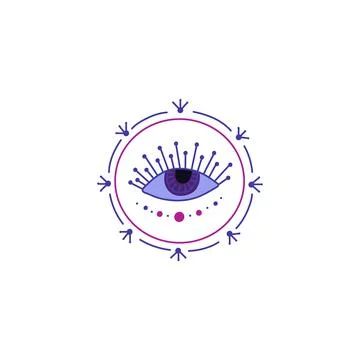 Magic eye in a circle, Wiccan vector design on isolated background. Stock Illustration