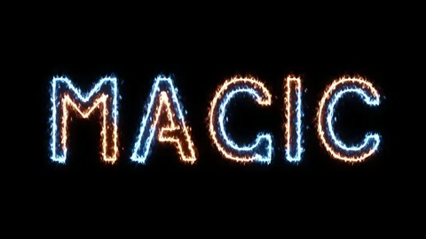 Magic - fire and ice outline glowing text on transparent background Stock Footage 104565240