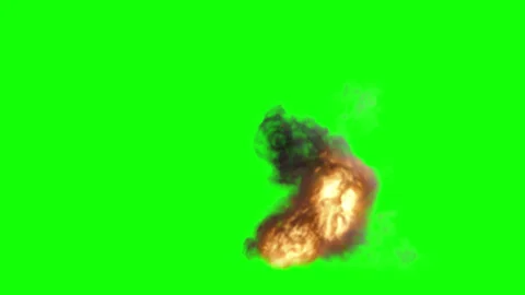 Magic fire on green background. 3d animation of fire and smoke Stock Footage 281204000