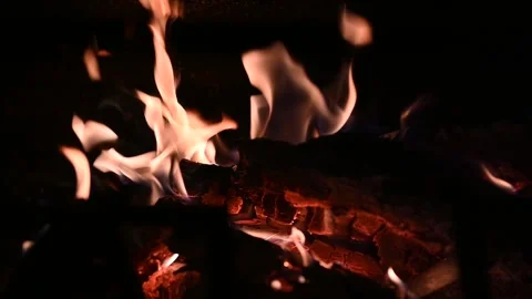 The magic of the fire of the wood fireplace (39) Stock Footage 296683090