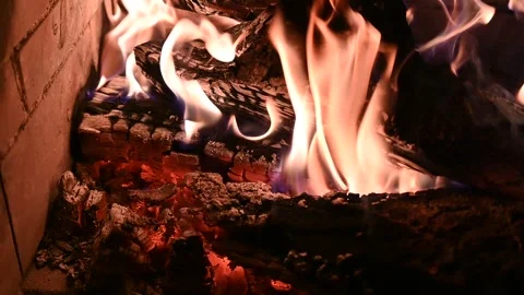 The magic of the fire of the wood fireplace (44) Stock Footage 296683224