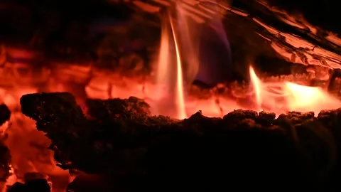 The magic of the fire of the wood fireplace (50) Stock Footage 296683256