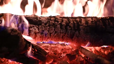 The magic of the fire of the wood fireplace (68) Stock Footage 296683743