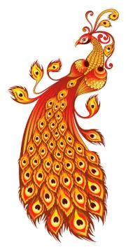 Magic firebird on a white background Stock Illustration