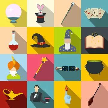 Magic flat icons set Stock Illustration