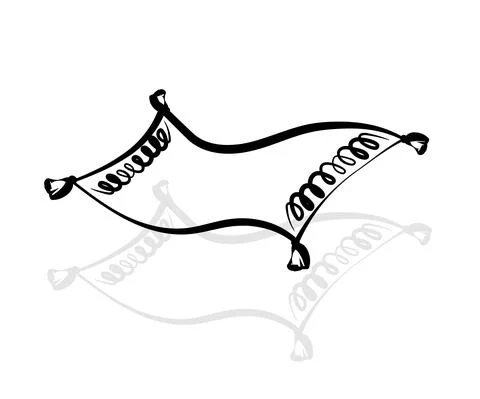 Magic flying carpet on a white background. Silhouette. Stock Illustration