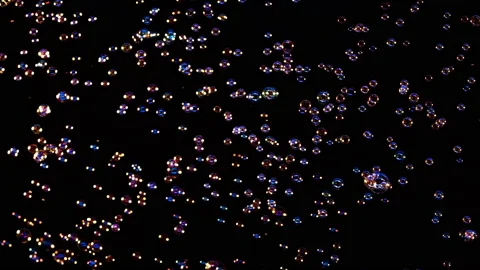 The magic flying of soap bubbles. slow motion Stock Footage 163321319