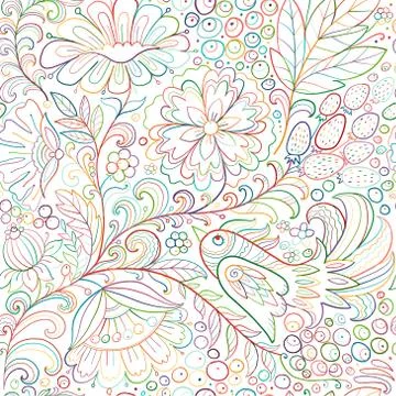 Magic forest with birds, seamless pattern for your design Stock Illustration