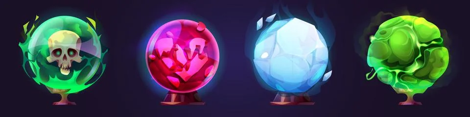 Magic fortune telling ball set Stock Illustration