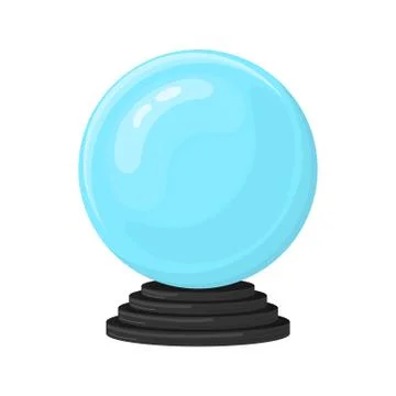 Magic fortune telling crystal ball isolated on white background. Blue sphere  Stock Illustration