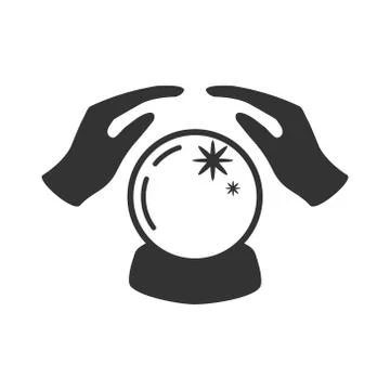 Magic fortune telling crystal ball line vector illustration Stock Illustration