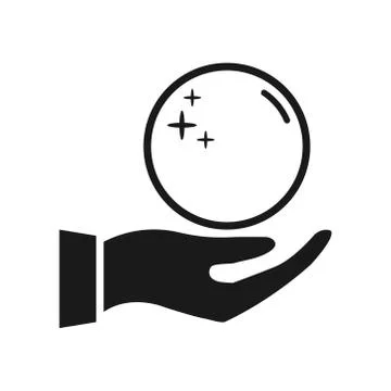 Magic fortune telling crystal ball line vector illustration Stock Illustration