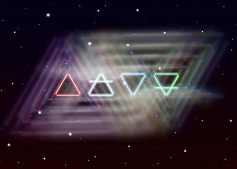 Magic four elements symbols spreads the mystic shiny energy in spiritual sp.. Stock Illustration