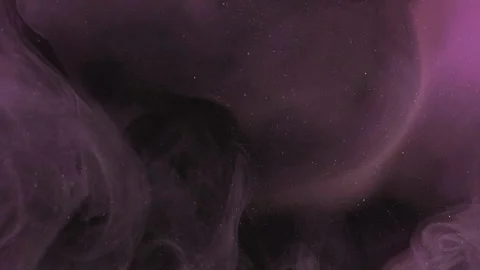 Magic fume ink water flow purple glitter smoke art Stock Footage 288166329