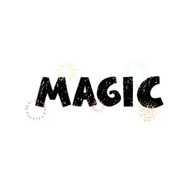 Magic - fun hand drawn grating card with lettering Stock Illustration