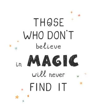 Magic - fun hand drawn nursery poster with lettering Stock Illustration