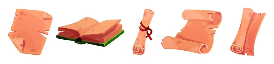 Magic game scroll and book - cartoon vector 스톡 일러스트