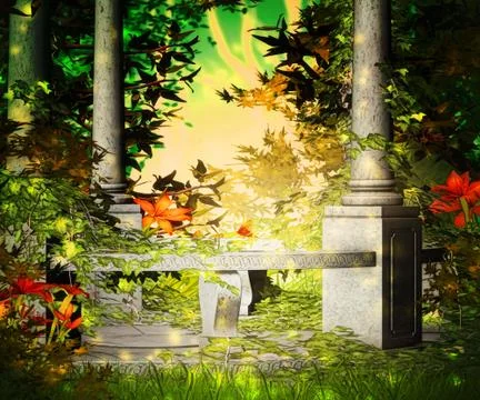 Magic garden background Stock Illustration