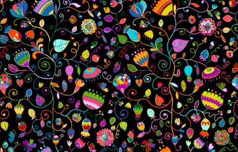 Magic Garden Background. Seamless Pattern for your design Stock Illustration