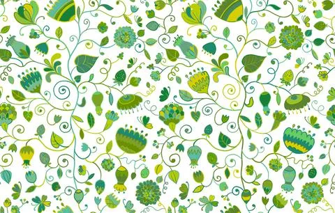 Magic Garden Background. Seamless Pattern for your design Stock Illustration