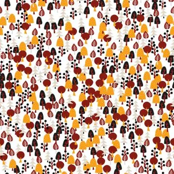 Magic garden seamless pattern with different trees. Stock Illustration