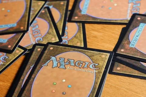 Magic The Gathering cards on the table Stock Photos