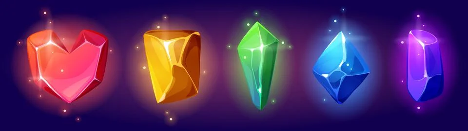 Magic gemstones set isolated on background Illustrazione stock