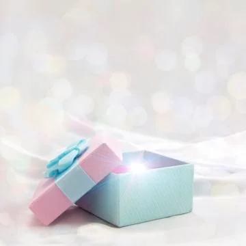 Magic Gift Box, beautiful boken. Pastel background. Stock Photos