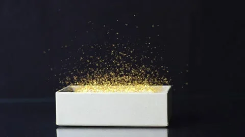Magic gift box with shining particles and hearts	 Stock Footage 140520634