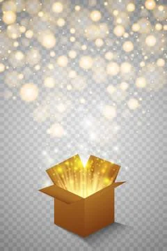 Magic gift box on a transparent background, magic for Christmas and New Year Stock-Illustration