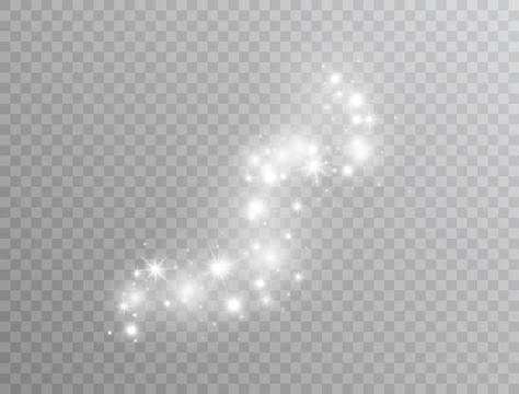 Magic glitter dust particles. White glowing light effect isolated on transpar Stock Illustration