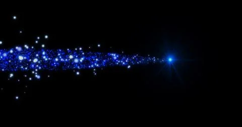 Magic Glitter Particle Trail on Black Background.Shining Glitter Flicking T.. Stockillustratie