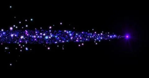 Magic Glitter Particle Trail on Black Background.Shining Glitter Flicking T.. Stockillustratie