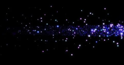 Magic Glitter Particle Trail on Black Background.Shining Glitter Flicking T.. Stockillustratie