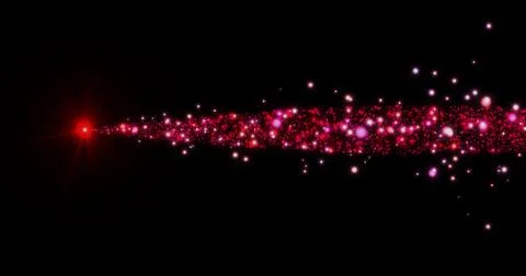 Magic Glitter Particle Trail on Black Background.Shining Glitter Flicking T.. Stock Illustration