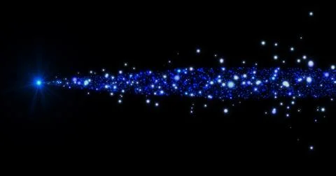 Magic Glitter Particle Trail on Black Background.Shining Glitter Flicking T.. Stockillustratie