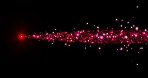 Magic Glitter Particle Trail on Black Background.Shining Glitter Flicking T.. Stockillustratie