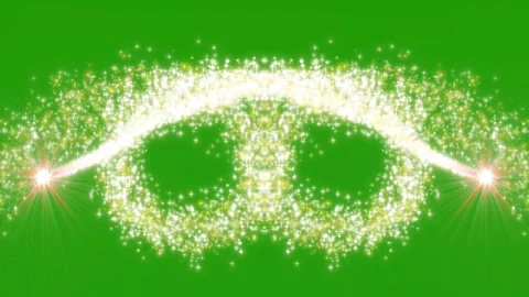 Magic Glitter Star Trail Transition with Golden Starlight, Green Screen Video stock 337547735