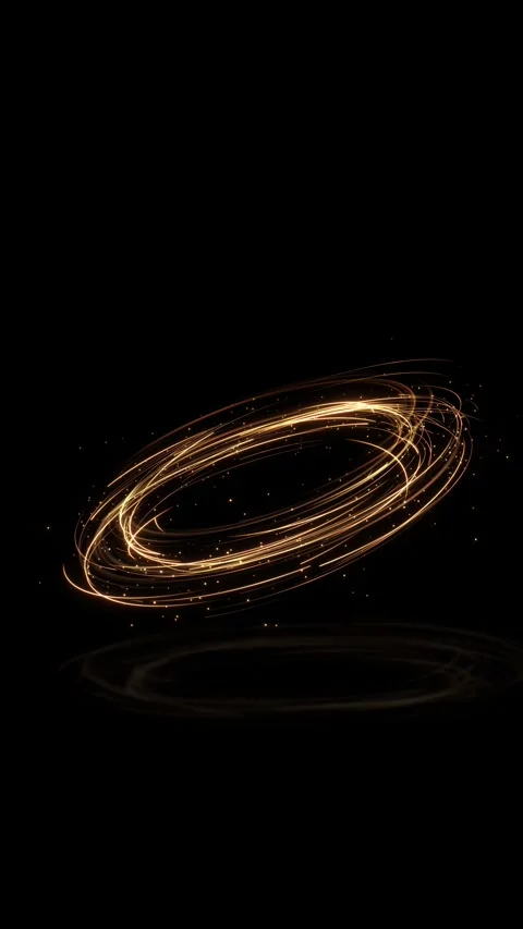 Magic glittering Gold glitter spiral light ring stars wave for festive Christmas Stock Footage 333955958