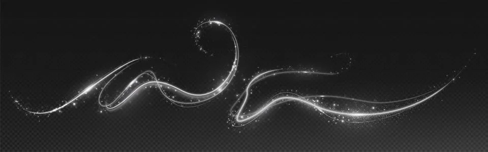 Magic glowing light trails, sparkling curved lines 스톡 일러스트