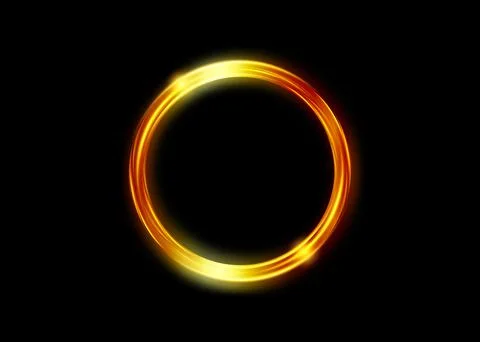 Magic gold circle frame. Fire Hole. Glowing fire ring trace. Golden swirl Illustrazione stock