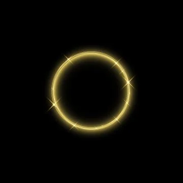 Magic gold circle light effect. Illustration isolated on background. Graphic Stock Illustration