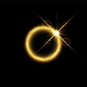 Magic gold circle light effect. Illustration isolated on background. Graphic Illustrazione stock
