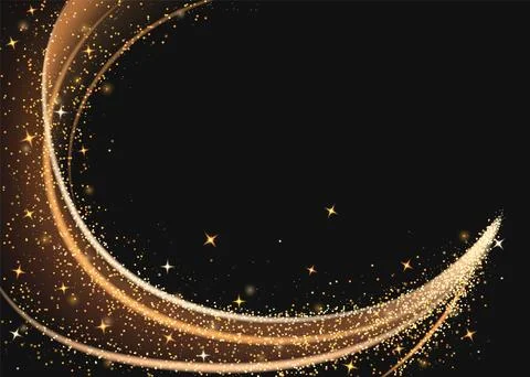 Magic gold glitter dust and star light wave vector Stock Illustration