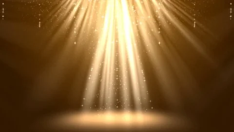 Magic Gold Light Rays with Particles Animation Background. Stock Footage