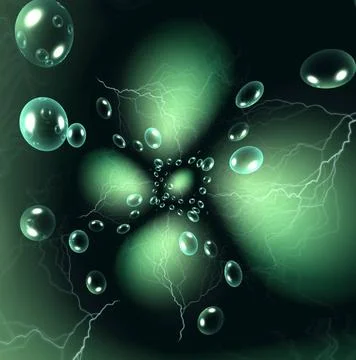 Magic green background Magic green background with transparent bubbles and... Stock Photos